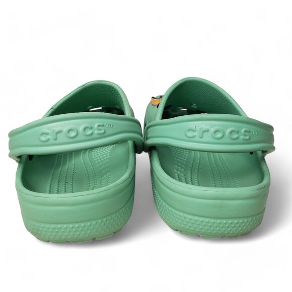 Crocs Clog Sandals Women's Mint Green Slip On with 5 Cartoon Jibbitz M6 W8 - Picture 4 of 9